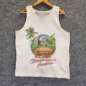Vintage Cheeseburger in Paradise Shirt Mens Large Tank USA Caribbean Soul 80s
